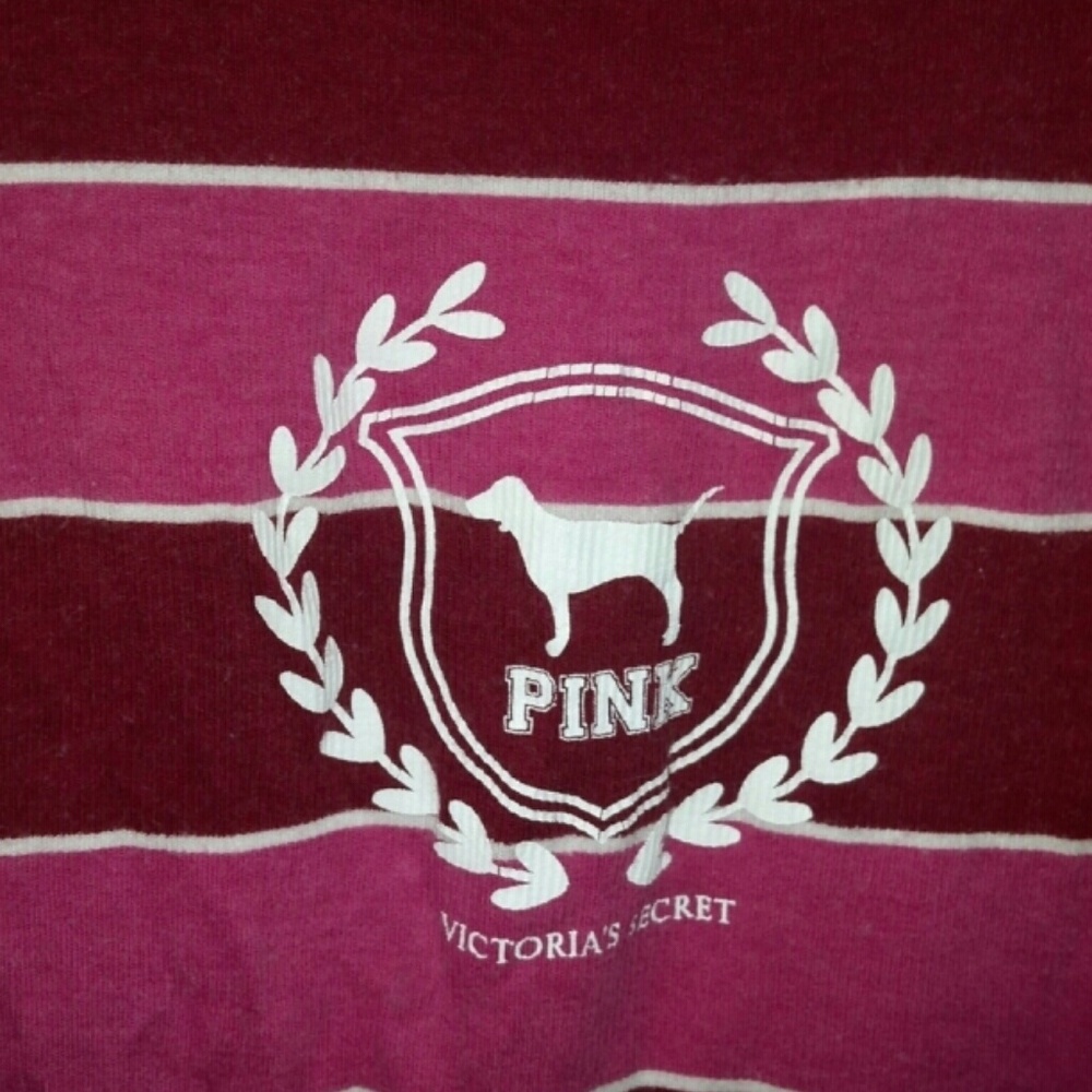 RARE VINTAGE PINK Victoria's Secret Love Pink Striped Tank top Tee UNIVERSITY